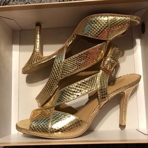 Gold Michael Kors slingback heel sandals